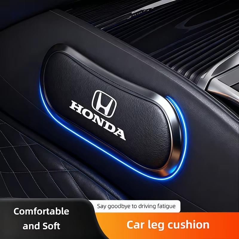 dnbn1 Leather Car Pillow Car Knee Pad Elastic Memory Foam Leg Pad For Honda Civic Fit Jazz Accord Pilot CRV Odyssey Passport City HRV