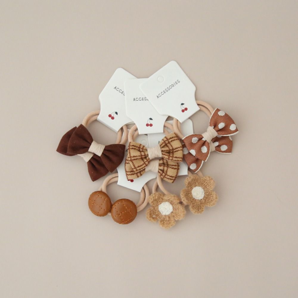 10Pcs Cute Elastic Rubber Band Kids Girls Bows Flower Headdress Scrunchies Hair Ties Bowknot