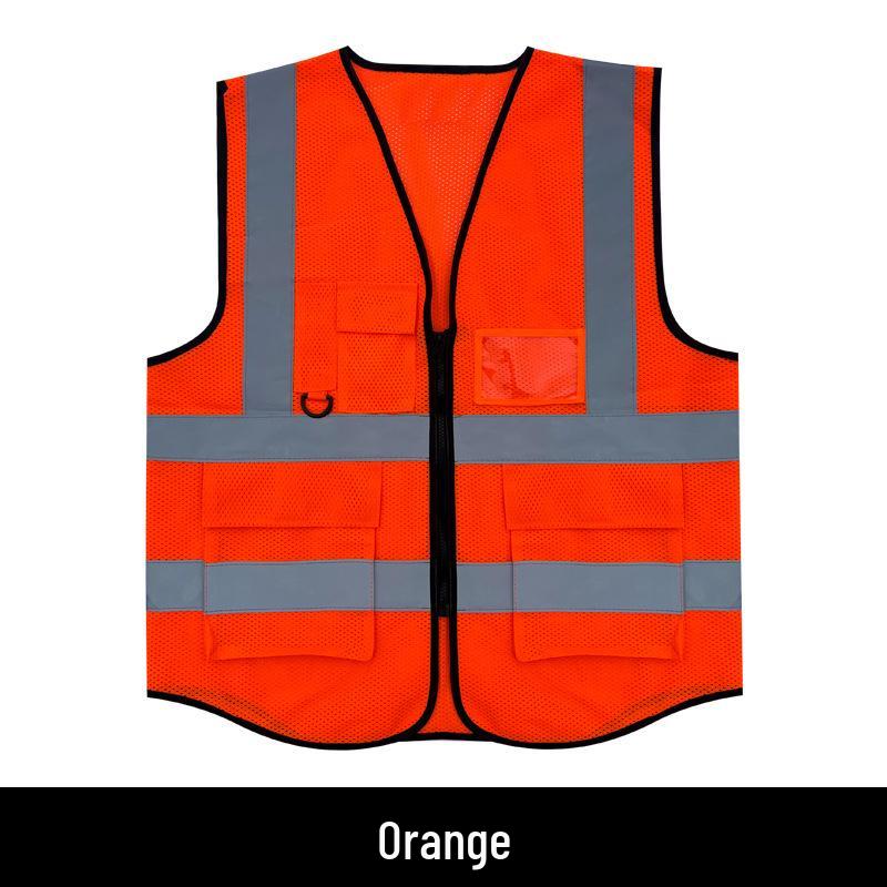 Reflective Multi-Pocket Safety Vest for Construction, Sanitation, and Traffic.