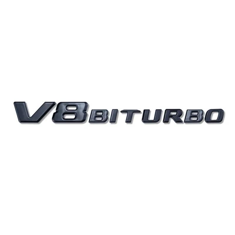 ABS V8 BITURBO Letter Logo Car Sticker for Mercedes Benz Twin Turbo Logo Fender Modification Accessories Label Decorative Decal BG1