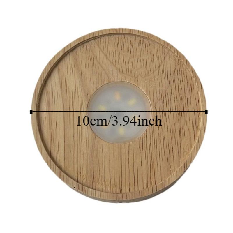 Round Wooden LED Light Base Multicolor USB Display Night Lamp Holder Bars