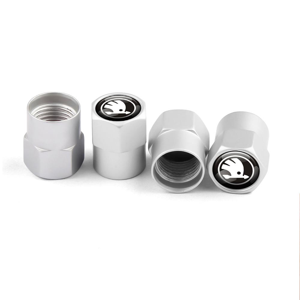 QPZF2 Car Tire Valve Caps Decorative Tyre Wheel Stem Air Valve Cover for Skoda Octavia Rapid Fabia Superb Kodiaq Scala Karop Kamiq VII
