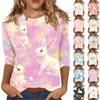 3/4 Sleeve Top Women's T-shirt Casual Easter Print Top T-shirt Crew-neck Jumper