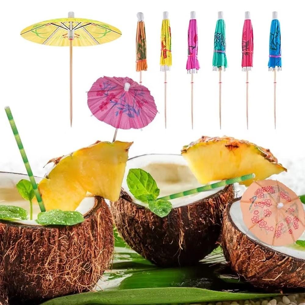 50 шт. Гавайские бумажные коктейльные зонтики Зубочистка Палочка для фруктов Пики для напитков Новые палочки для торта Вечеринка у бассейна