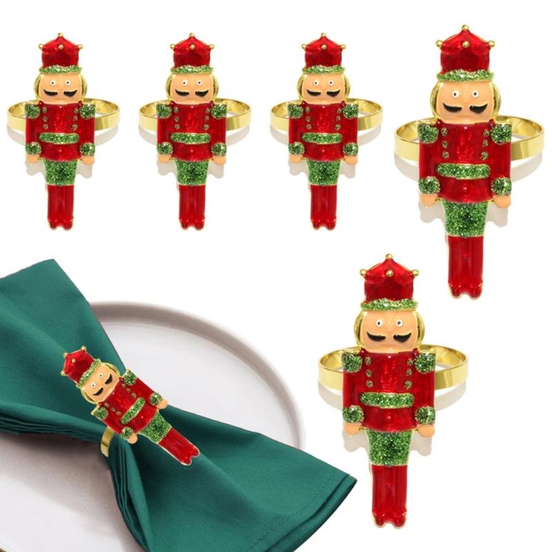 Фестивальные металлические держатели для салфеток с дизайном рождественского солдатика 6 шт. Прочный незаменимый элемент для сервировки кухонного стола