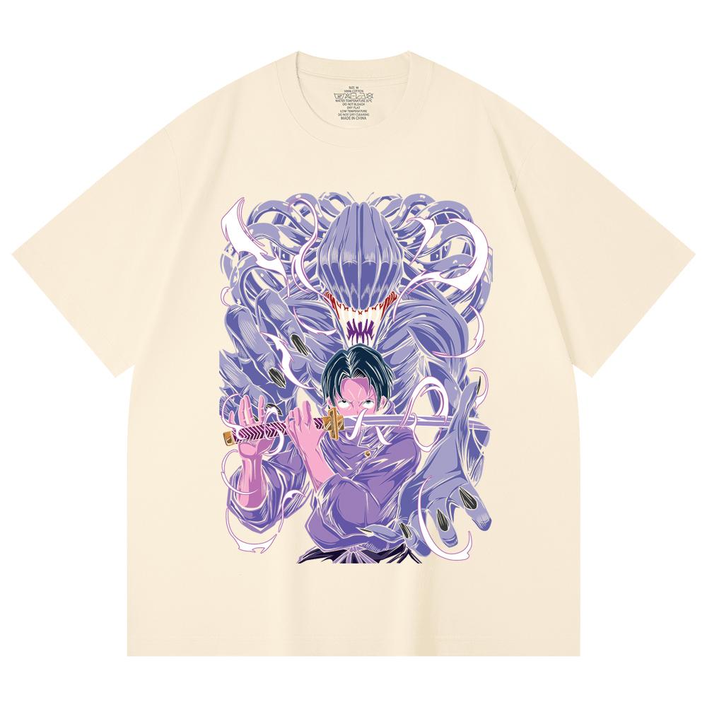 230 Gsm 100% Cotton Jujutsu Kaisen V52 Yuta Print Unisex Heavy Cotton T Shirt