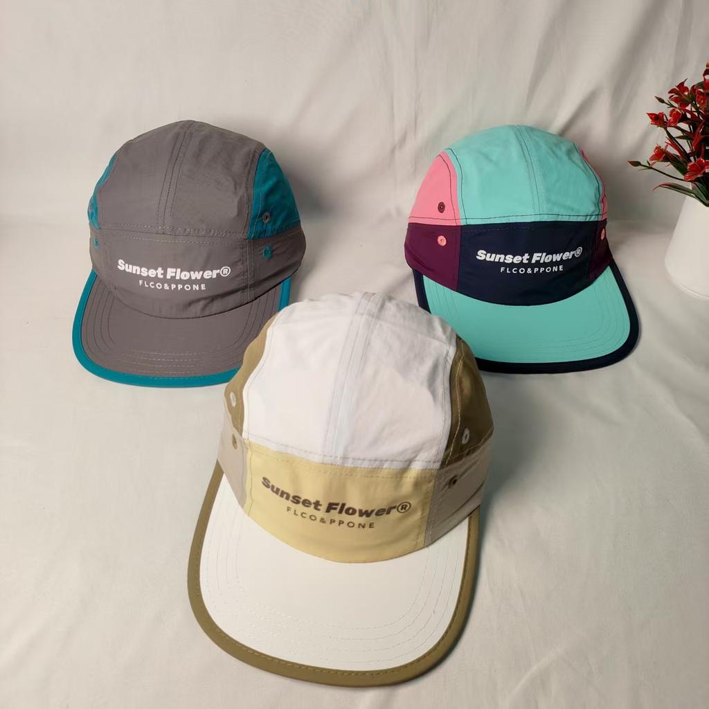 Foreign style splicing flat brim quick-drying thin sunscreen peaked cap men and women parent-child versatile fashion baseball cap trend
