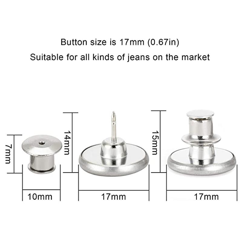 4/8/12 шт. Металлические съемные пуговицы для джинсов, застежка-кнопка, не требующая шитья, уменьшающая талию, штаны, пряжки, пуговицы для одежды, джинсовая пуговица