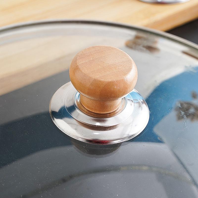 Деревянная крышка для кастрюли, кухонная ручка из массива дерева против ожогов, ручка крышки кастрюли, бытовая ручка для кастрюли с одним отверстием, ручка-бусина сверху
