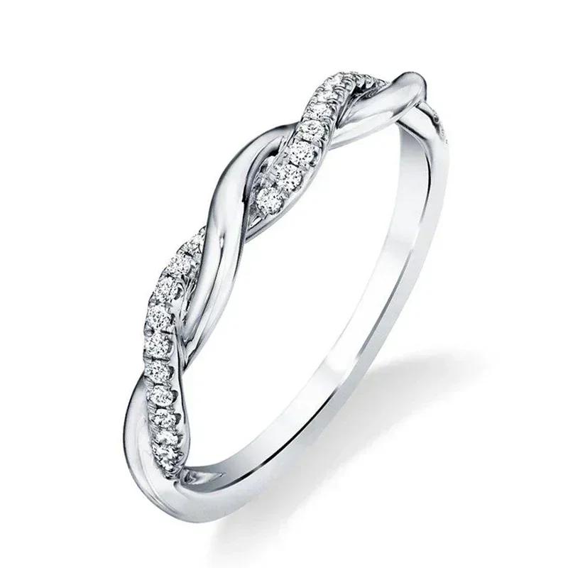 2025 Минималистичное простое кольцо на палец для девушки с микропаве, модный дизайн с перекручивающимся узором, обручальные кольца