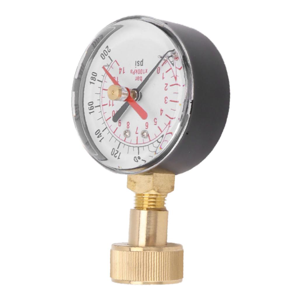 Water Pressure Gauge Aluminum Alloy Iron 0 To 200Psi Universal Water Pressure Test Gauge with 3 4 Female Hose Thread