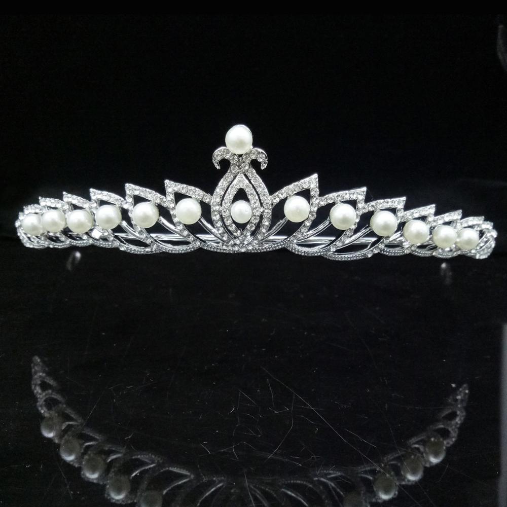 Великолепные посеребренные хрустальные жемчужины свадебные тиары корона из розового золота сплав горный хрусталь диадема ободок свадебные аксессуары для волос