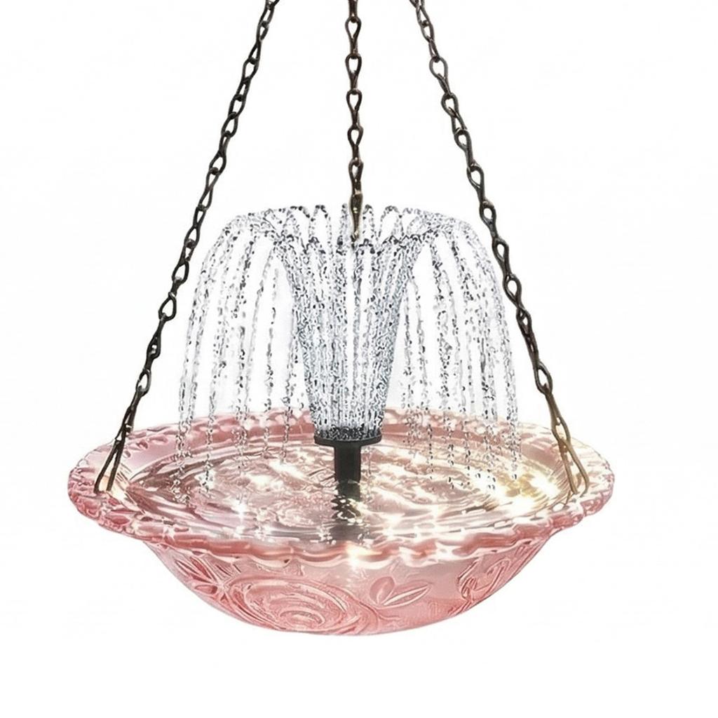 Bird Bath Bowl with Solar Powered Pump Wildlife Feeder Hanging Solar Bird Bath Fountain for Outdoors Garden Patio Decor