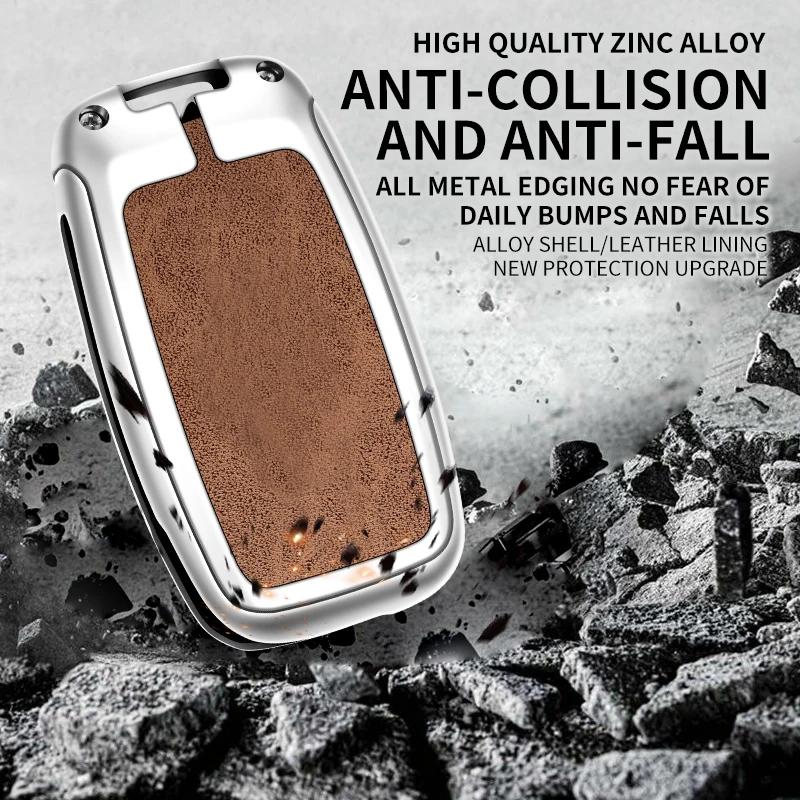 Zinc Alloy Leather Car Key Case Cover Shell For Kia Carens Ceed Rio 3 Sportage Optima Sorento Cerato Soul Forte Seltos Sid K2 K3