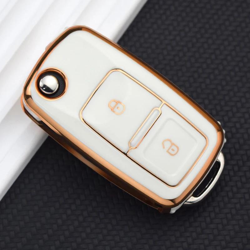 Чехол-футляр из ТПУ для брелока автомобильного ключа для Volkswagen VW Tiguan Beetle Caddy T5 Up Eos Skoda Octavia Seat Leon Altea Polo Golf Passat