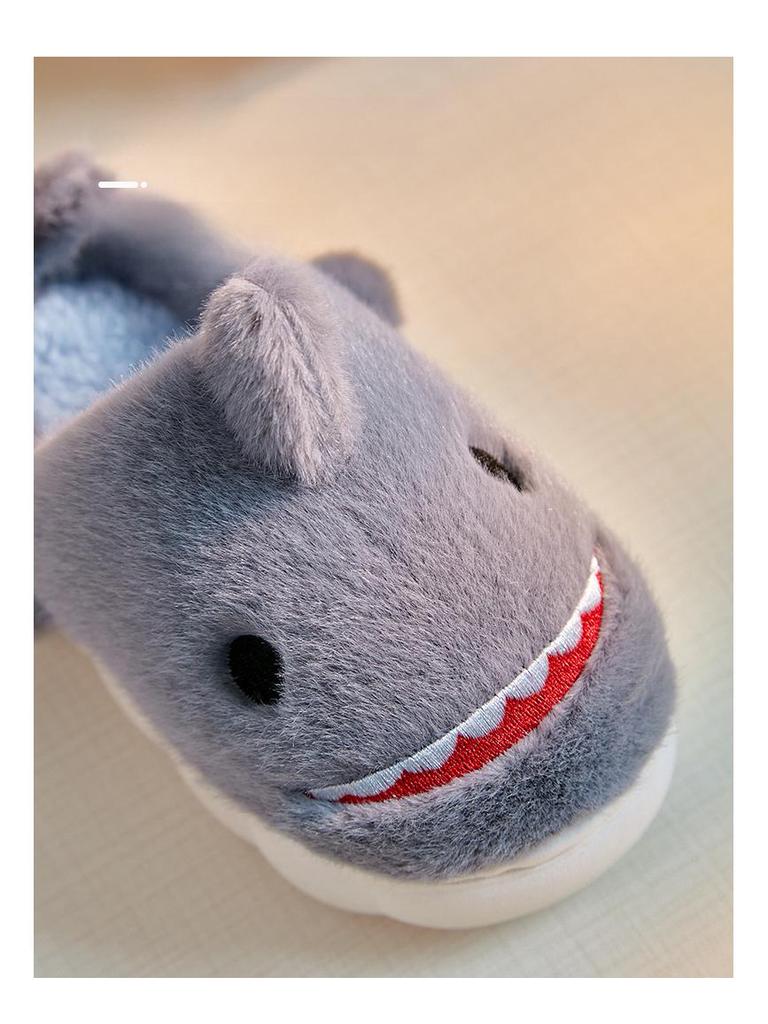 Новые стильные нескользящие хлопковые тапочки с рисунком акулы для девочек - теплая обувь для дома и родителей