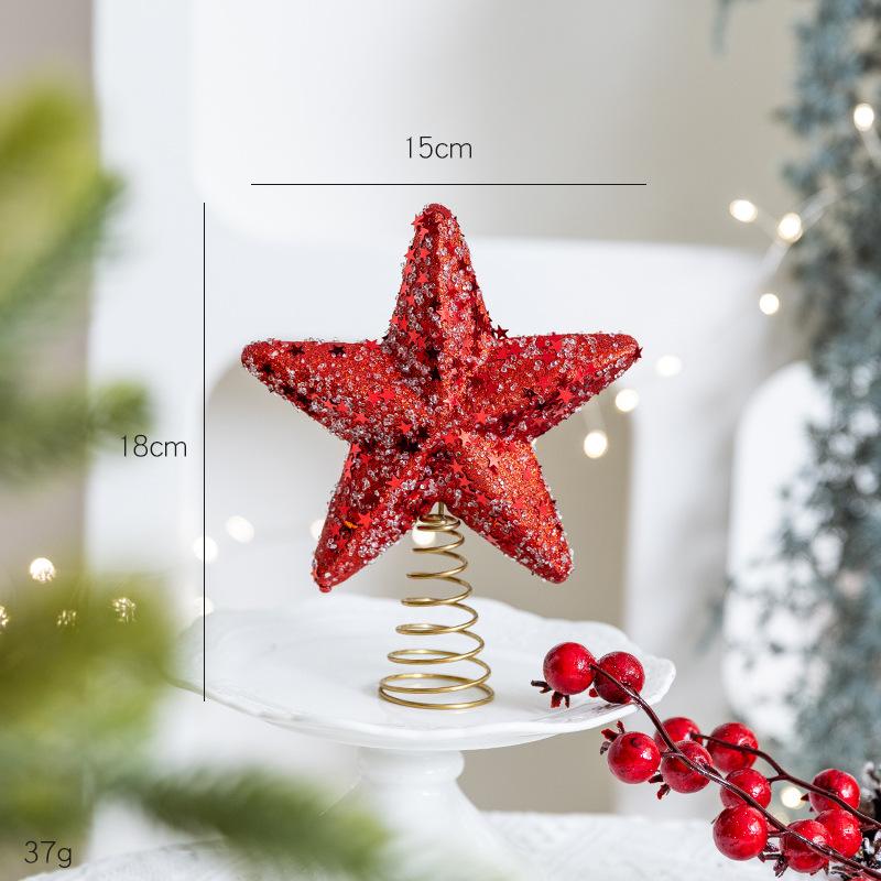Christmas Glowing Tree Topper Five-Pointed Star Shining Lamp Xmas Colorful Topstar Ornaments Navidad Decora