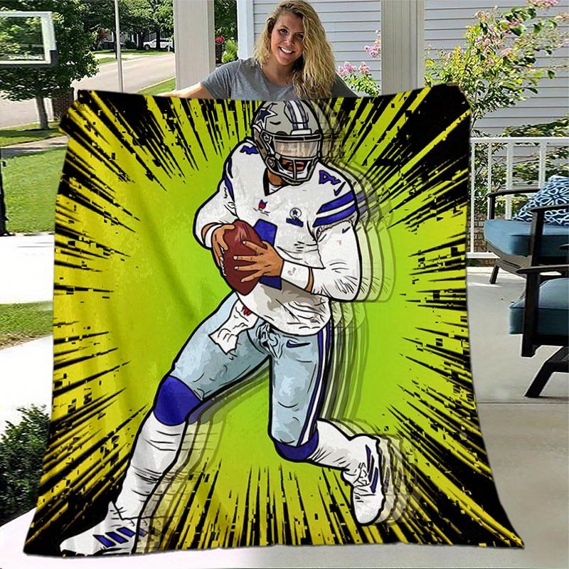 1шт. Художественный принт - Футболист Dallas Cowboys - Плед для домашнего офиса, улицы, подарок для