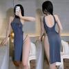 Sexy Underwear Pajamas Sexy Backless Cheongsam Open-file Temptation Nightdress Side Split Secretary Qn Supplies