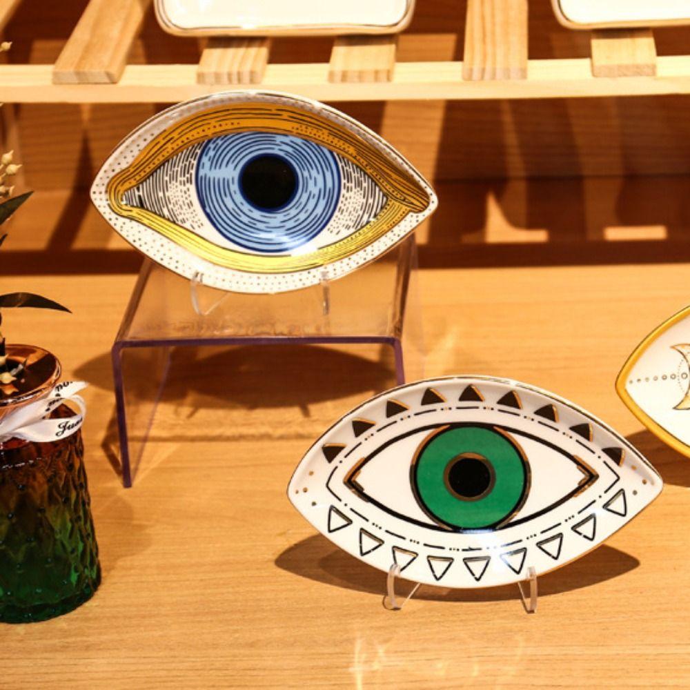 Ceramic Decorative Plate Eye Shape Trinket Plate Unique Jewelry Tray Key