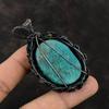 Tibetan Turquoise Pendant Copper Wire Wrapped Pendant Tibetan Turquoise Gemstone Jewelry Handmade Women Pendant Copper Wire Jewelry For Gift