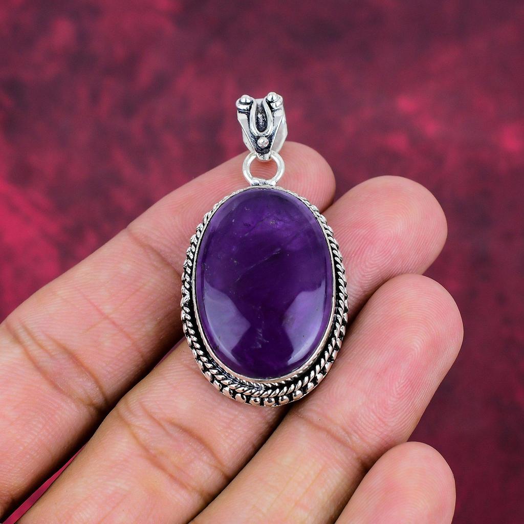 Подвеска с аметистом, ювелирные изделия из драгоценных камней, подвеска из цельного серебра 925 пробы, подарок для женщин, подвеска ручной работы