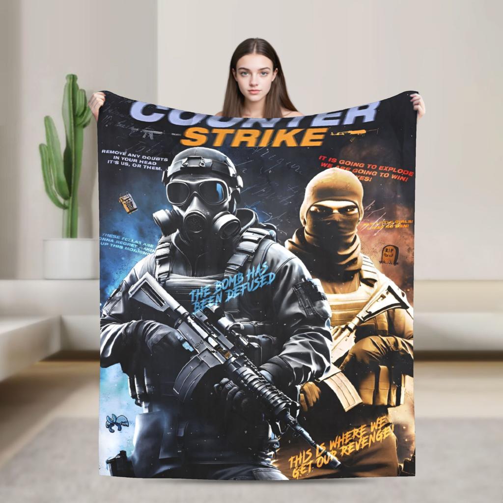 Counter Strike CS Go Fashion Blanket Shootting Game Art Plush Awesome Soft Throw Fashion Blanket for Home Textile Decor Outdoor