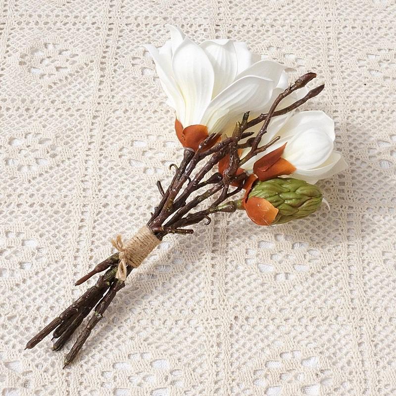 1 букет Свадебный декор Красивая магнолия Роза Домашний декор Бабочка Орхидея Имитация искусственного цветка Настоящий шелковый букет