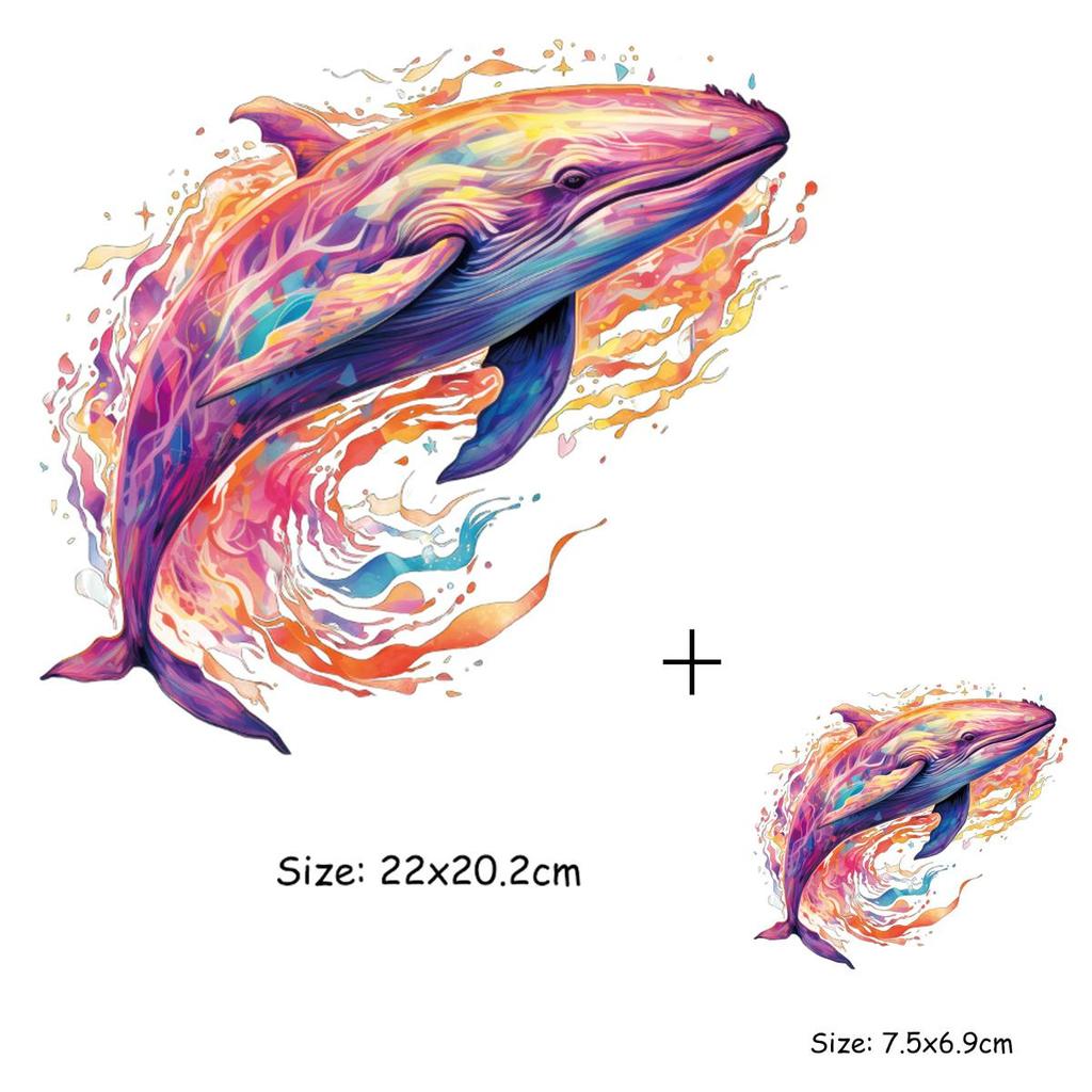 1/2 шт. гигантский кит, бродящий вокруг наклейки с теплопередачей, цветные наклейки с морскими животными своими руками для одежды, изготовления футболок, украшения подушек