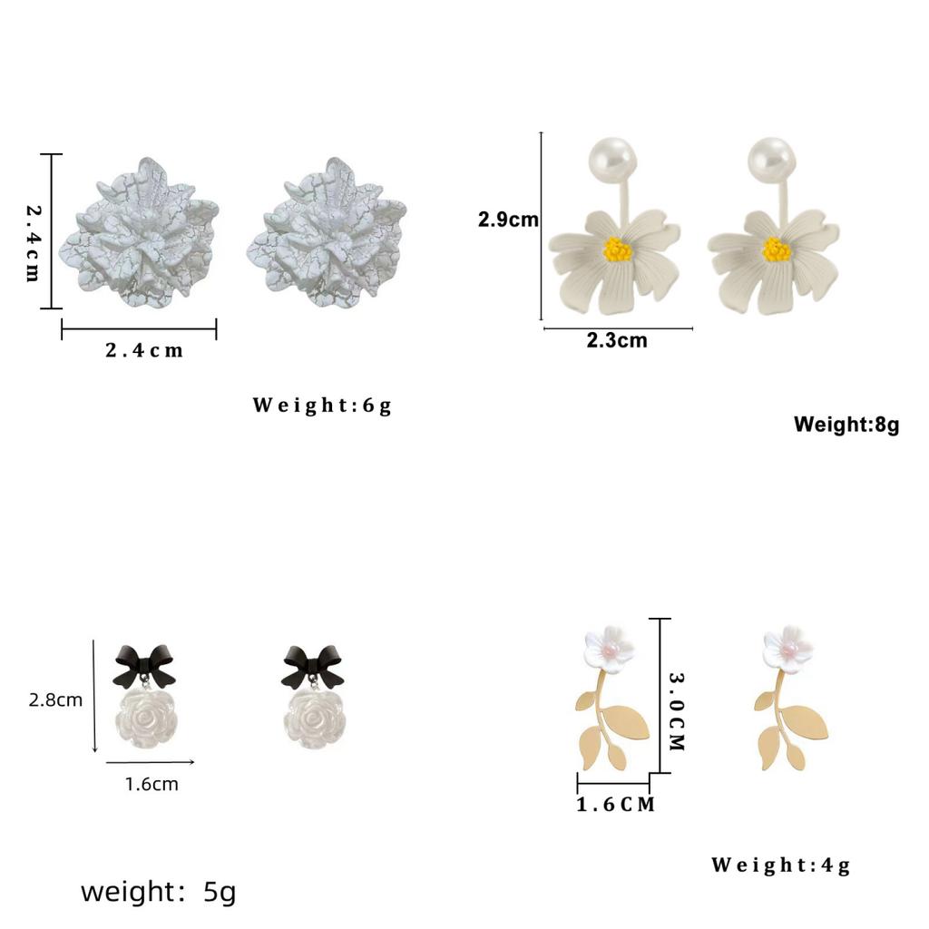 Fashion White Flower Earrings for Women Trendy Crystal Acrylic Pearl Long Tassel Drop Earrings Temperament Party Gift Jewelry