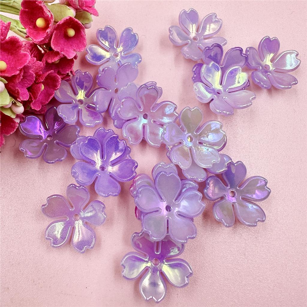 Creative 20Pcs DIY Findings Beading Neclace Bracelet Loose Beads Acrylic Colorful Flowers Handcrafted for Jewelry Making