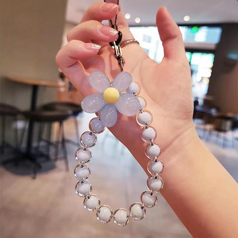 Crystal Color Mobile Phone Lanyard Wrist Strap Women's Hand-held Chain Short Anti-lost Cell Phone Case Cute Lanyard Key Pendant