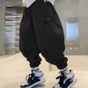 Повседневные брюки для мальчиков на весну/осень, свободного кроя, рабочая одежда, детские удлиненные спортивные брюки с манжетами большого размера
