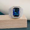 Bella Box Luxury Silver Color Men Ring With Genuine Black Blue Big Stone Engagement Wedding Party Ring