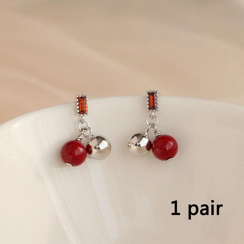 Модные серьги с красной фасолью, винтажные темпераментные красные серьги, ювелирные изделия