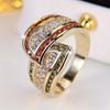 Роскошное золотое геометрическое кольцо с цирконием для женщин и девушек, помолвочное кольцо, подарок на свадьбу, ювелирные изделия для вечеринки