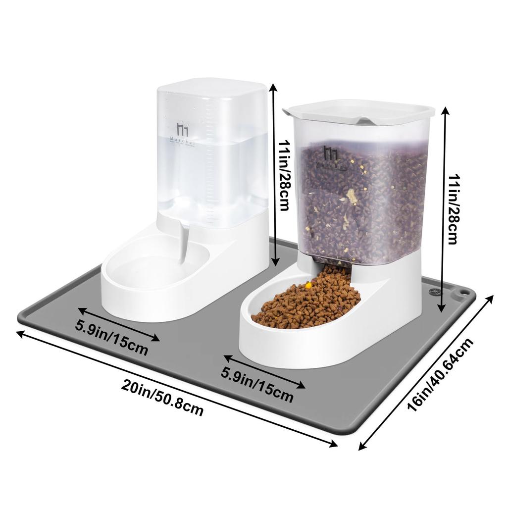 Marchul Automatic Cat Feeder Large Capacity Pet Food Pet Water Fountain and Automatic Cat Feeder Set for Dogs and Sun Protection and Freshness for