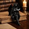 Skeleton Desktop Decor Halloween Reading Book Figurine, Spooky Devil Resin Sculpture, Gothic Winged Sculpture Black Robe Grim Reaper Statue