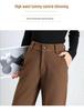 Women's Wool Fleece-Lined High-Waisted Wide-Leg Pants for Autumn/Winter 2025
