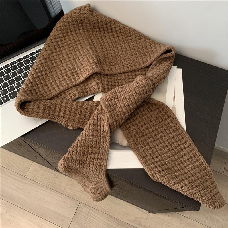 Winter Knitted Balaclava Hood for Women Solid Color Warm Beanies One-Piece Scarf Woolen Cap Outdoor Windproof Ear Protection Cap