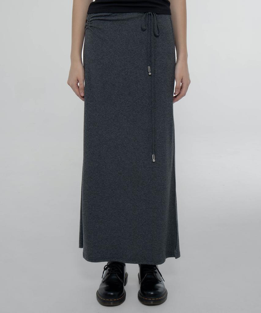 Chix Metal Tip Strap Drape Maxi Skirt Black