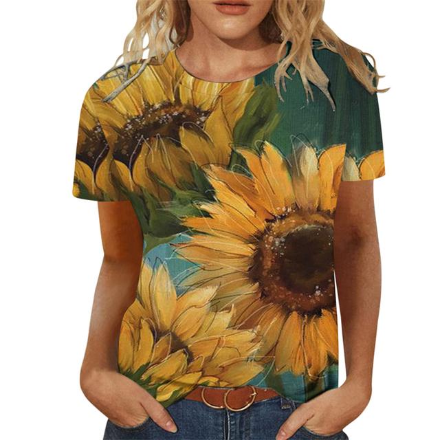 Sunflower Women's T-shirt O-neck Short Sleeve Printing Female Clothes Fashion Street T Shirt Girls Summer Casual Top Tees