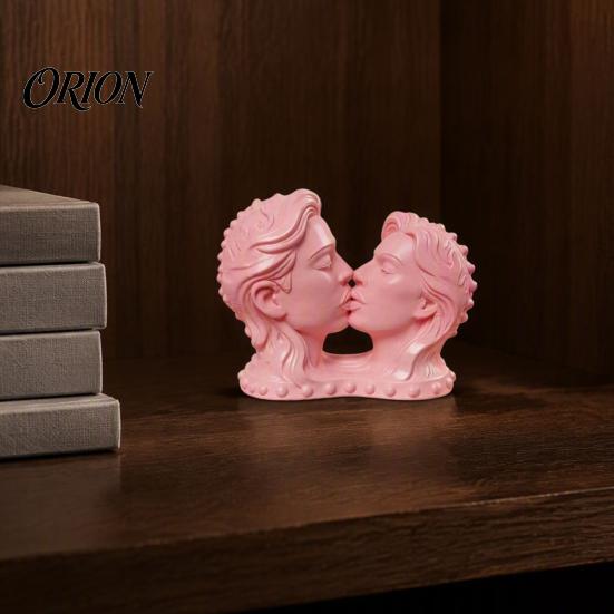 Художественная Коллекция для Рабочего Стола, 3D-Печать, Скульптура Головы Целующейся Пары, Белая Современная Арт-Статуэтка, Романтичная для Гостиной, Спальни, Минималистичная Полка на Стол