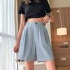 Women's Summer Thin Ice Silk Shorts with High Waist and Slim Drop, Relaxed Wide Leg Shorts