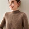 Женский кашемировый трикотаж облегающего кроя - городской повседневный свитер с полувысоким воротником для осени и зимы