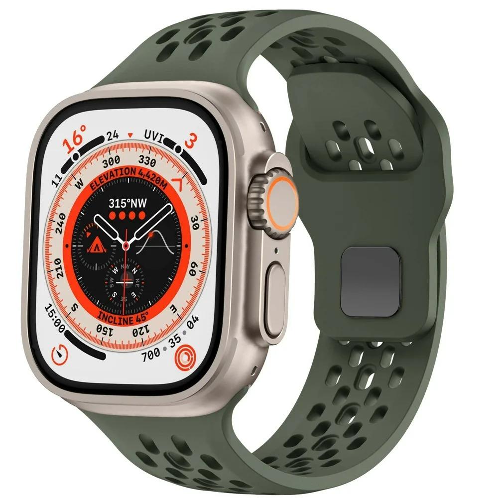 Дышащий силиконовый ремешок для Apple Watch Band 49 мм 46 мм 45 мм 44 мм 42 41 40 мм Спортивный браслет iWatch Ultra 11 10 9 8 7 6 SE3 Ремень