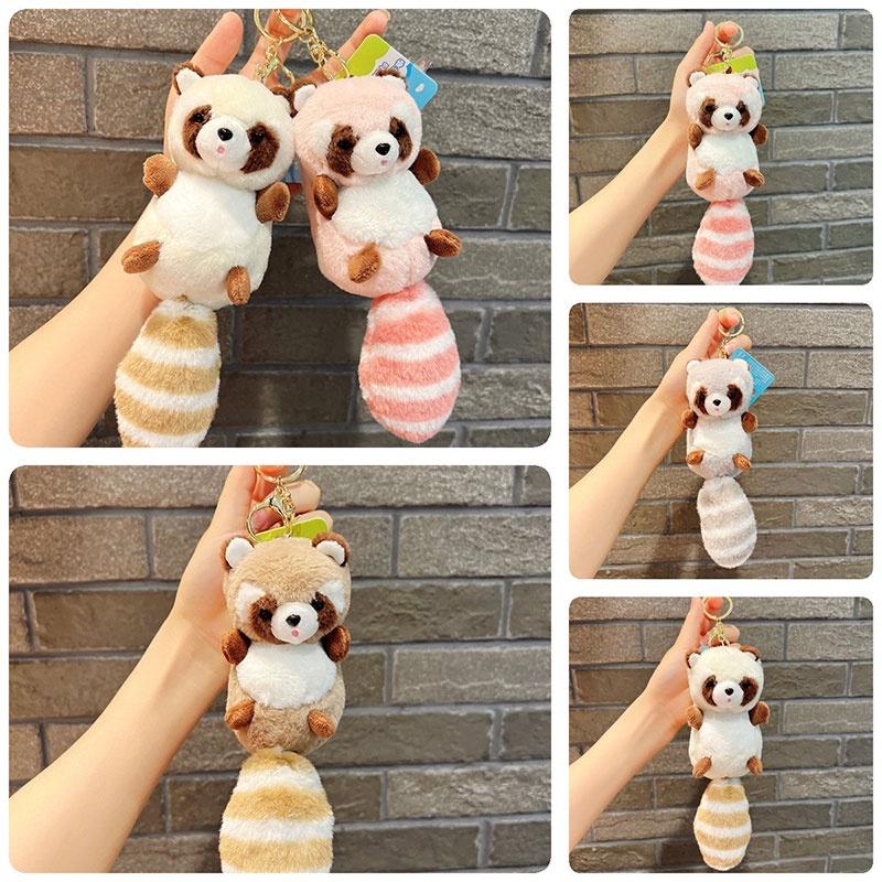 Fluffy Raccoon Plush Keychain Bag Decoration, Doll, 15*6.5cm