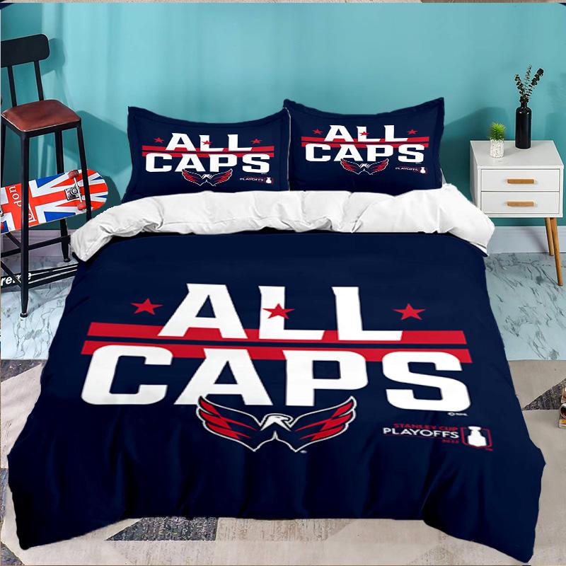 Capitals ice hockey 3PCS Bedding set,Ideal for 1pc Duvet Cover And 2pcs Pillowcases Perfect for Fan gift,Ideal for Bedroom, Dormitory