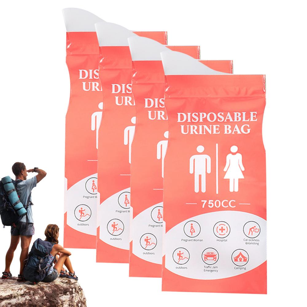 Дорожный мешок для мочи, герметичный мешок для мочи 750 мл, портативный туалет, 4 шт., мешок для мочи для кемпинга, мешки для рвоты для дорожных поездок, пробок, кемпинга