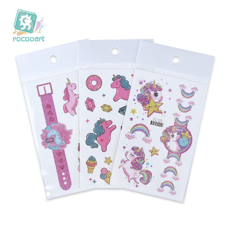 Unicorn Glitter Tattoo Stickers: Cute Temporary Cartoons for Kids